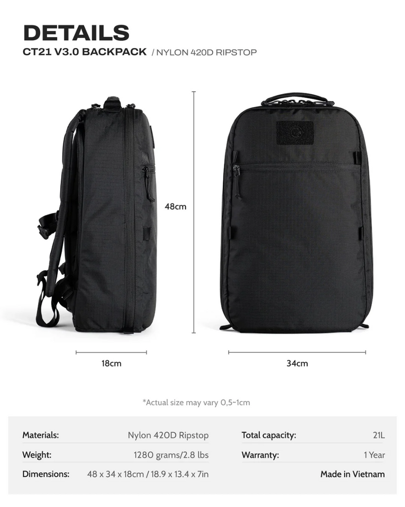 Ctactical CT21 V3.0 Backpack - The Silencer - Nylon 420D Ripstop