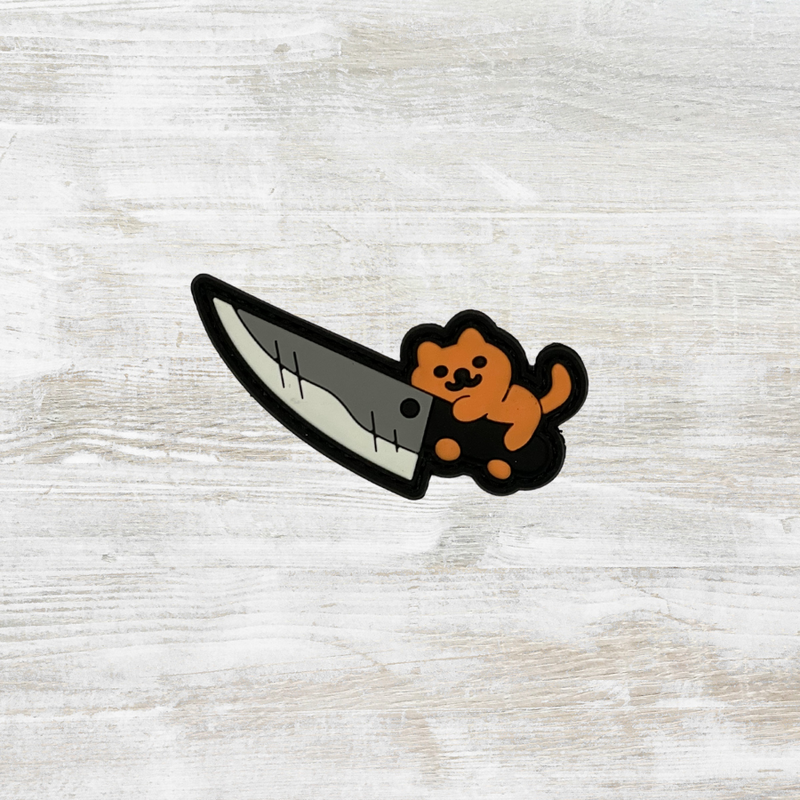 The Meniacc Mini Cat w Knife PVC Velcro Patch