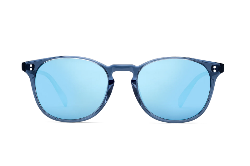 Rocket Eyewear MTO P3 Classic Sunglasses - Raw Denim Crystal with Blue Mirrored Polarized Lenses - Raised Asian Fit