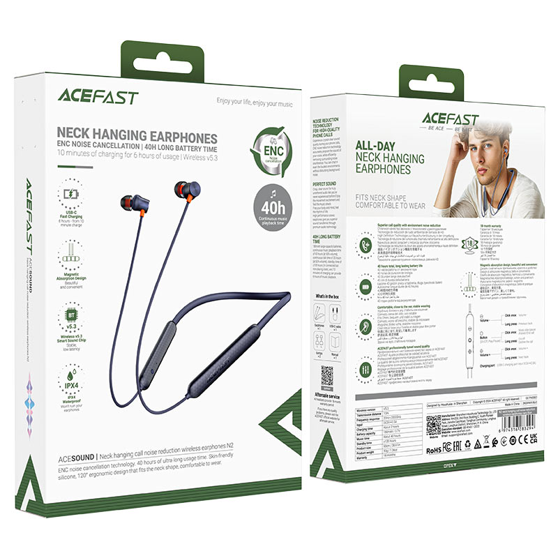 ACEFAST N2 Neck Hanging Call Noise Reduction Wireless Earphones