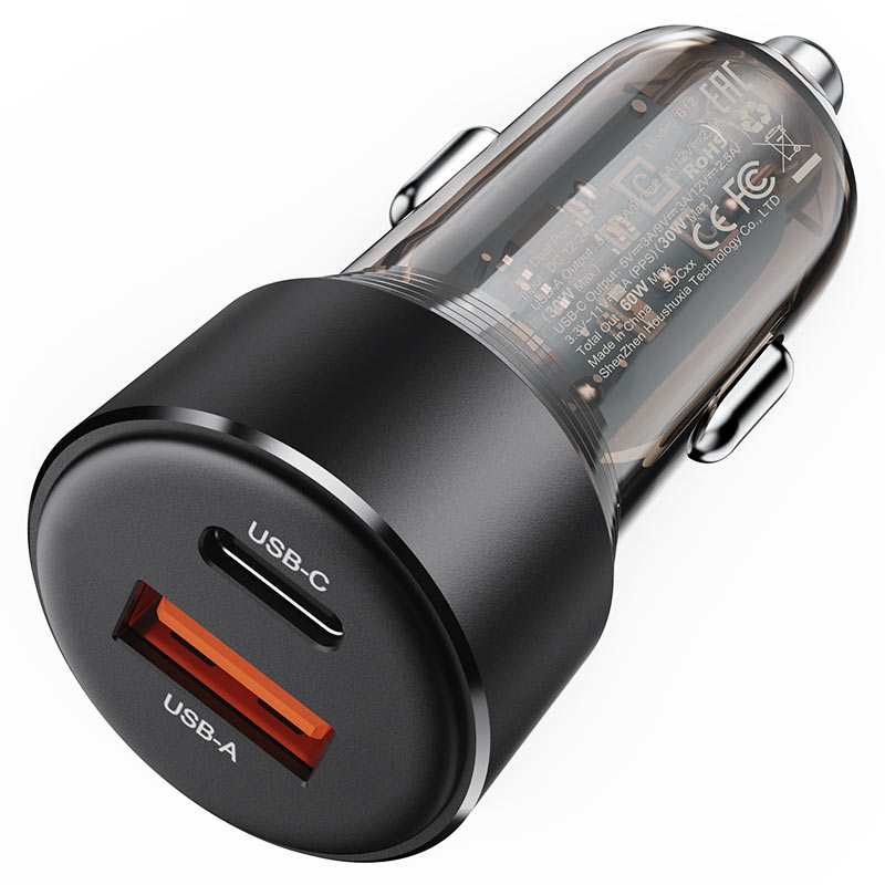 ACEFAST B12 60W (USB-A+USB-C) Dual-Port Car Charger