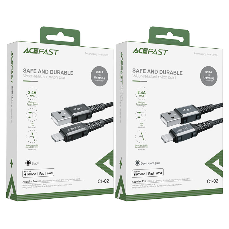 ACEFAST C1-02 USB-A to Lightning Aluminum Alloy Charging Data Cable