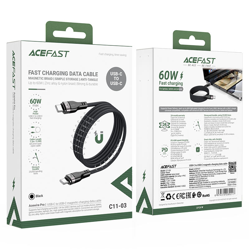 ACEFAST C11-03 USB-C to USB-C Magnetic Charging Data Cable