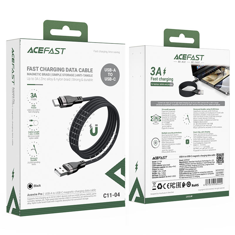 ACEFAST C11-04 USB-A to USB-C Magnetic Charging Data Cable