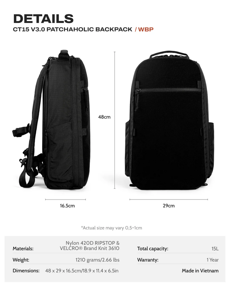 Ctactical CT15 V3.0 Backpack - Patchaholic WBP N420D RS