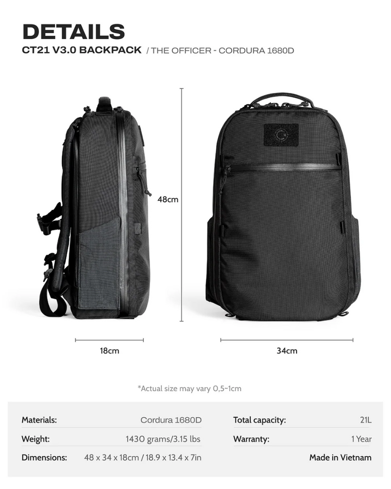 Ctactical CT21 V3.0 Backpack - The Officer