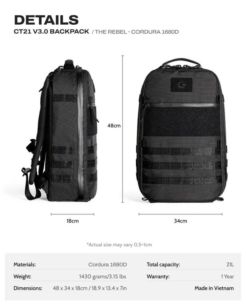 Ctactical CT21 V3.0 Backpack - The Rebel