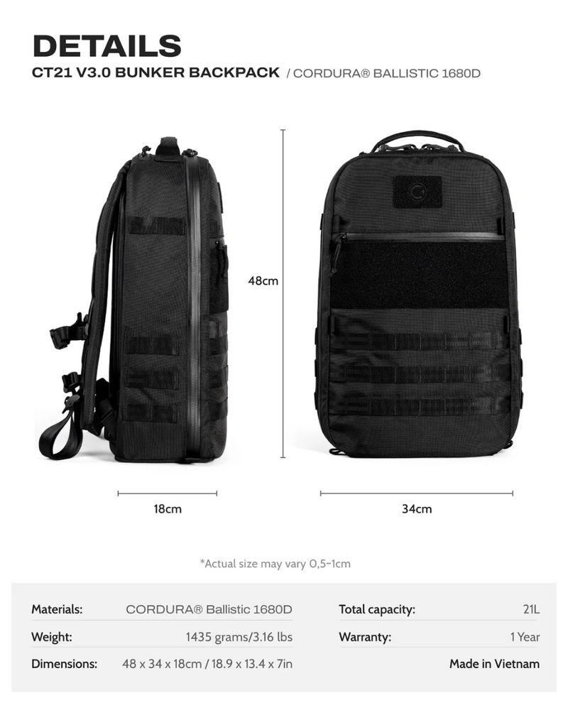 Ctactical CT21 V3.0 The Bunker - Cordura® Ballistic 1680D