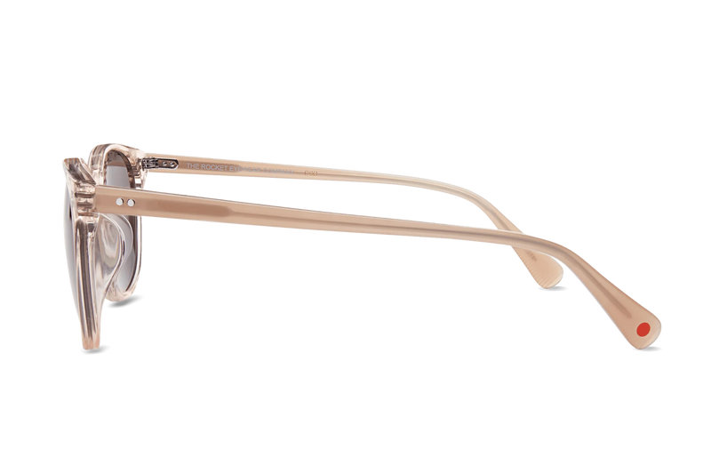 Rocket Eyewear MTO P3 Classic Sunglasses - Rose-Tinted Crystal & Blush with Brown Polarized Lenses (Crystal Strikes Back) - Raised Asian Fit