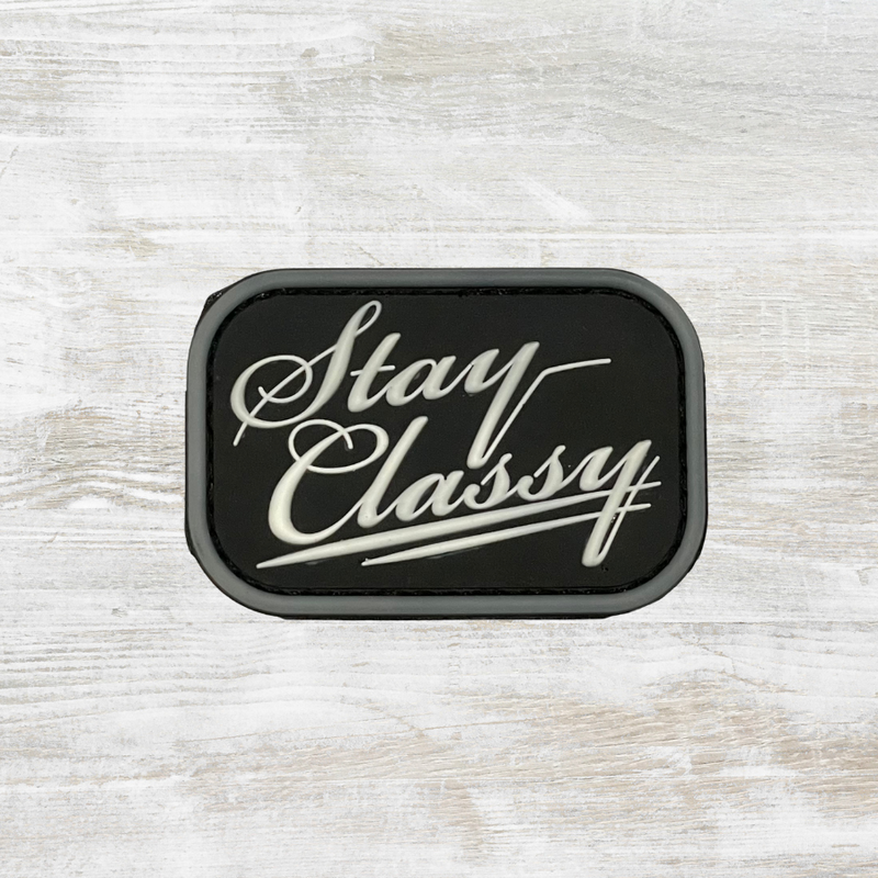 The Meniacc Stay Classy PVC Velcro Patch - Grey