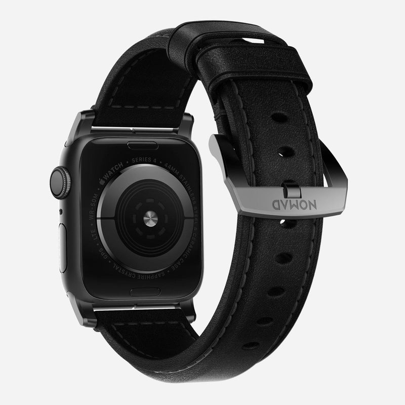 Nomad Classic Strap for All Apple Watch Series ( 44mm / 42 mm) - Black Strap + Black Hardware - Oribags.com