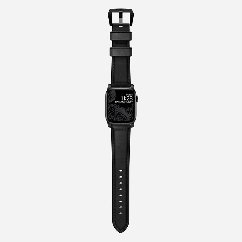 Nomad Classic Strap for All Apple Watch Series ( 44mm / 42 mm) - Black Strap + Black Hardware - Oribags.com