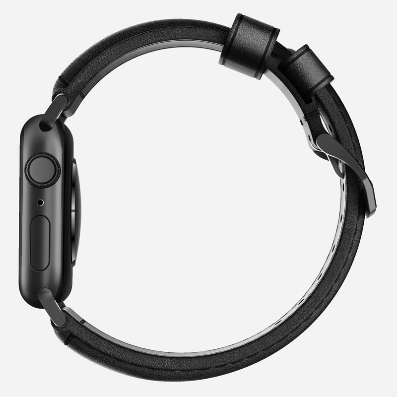 Nomad Classic Strap for All Apple Watch Series ( 44mm / 42 mm) - Black Strap + Black Hardware - Oribags.com