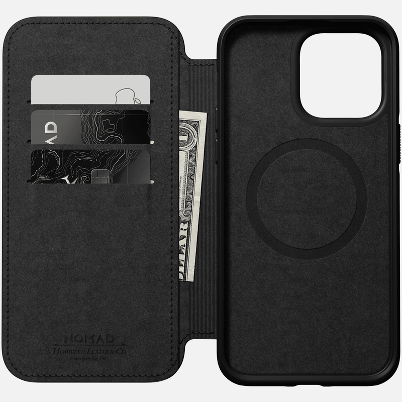 Nomad Modern Leather Folio compatible for iPhone 14 series - Black - Oribags