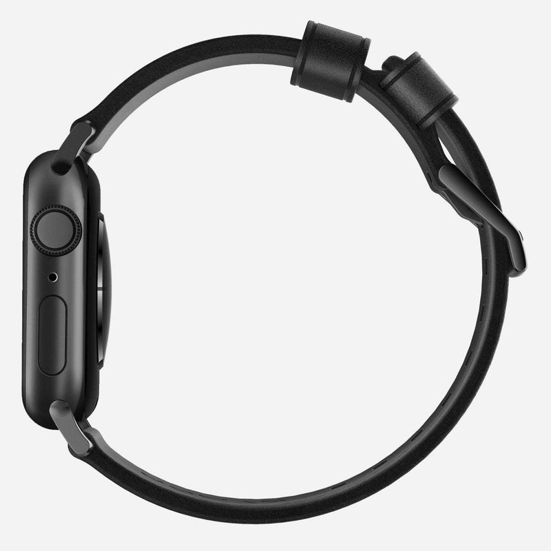 Nomad Modern Leather Strap for All Apple Watch Series ( 44mm / 42 mm) - Black Strap + Black Hardware - Oribags.com