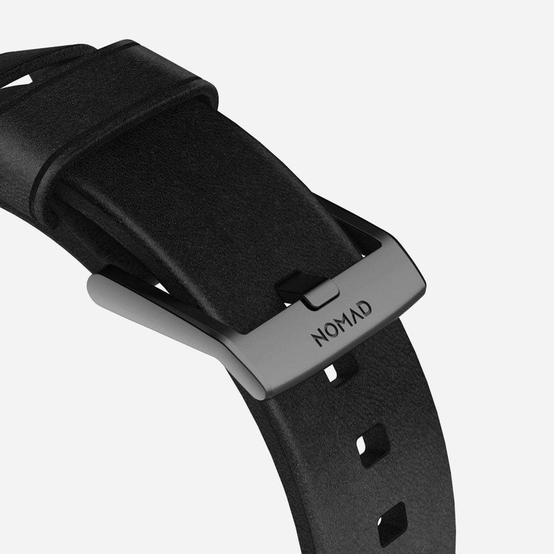 Nomad Modern Leather Strap for All Apple Watch Series ( 44mm / 42 mm) - Black Strap + Black Hardware - Oribags.com